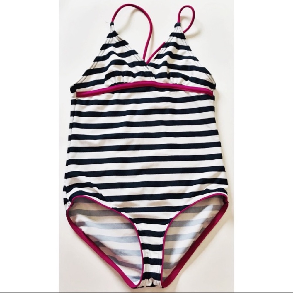 Joe Fresh Girls’ Children’s Striped Navy White One-Piece Swimsuit🩱🏝